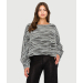 Printed High-Low Batwing Top with Arm Cuffs