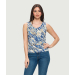 Printed Sleeveless Side Ruched Tank