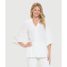 Flowy 3/4 Sleeve V Neck Gauze Tunic W/ Side Slits