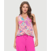 Printed Sleeveless High-Low V Neck Twisted Hem Top