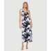 Printed Empire Waist Maxi Dress With Cowl Back