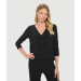  Glitter ¾ Sleeve High-Low V-Neck Twisted Hem Top