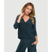 ¾ Sleeve High-Low V-Neck Twisted Hem Top