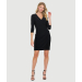Mini Surplice Mid Sleeve Dress with Side Gathers