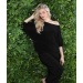 Boat Neck Batwing Top with Arm Cuffs