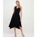Asymmetrical Sleeveless V Neck Dress with Side Ruching