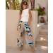 Printed Crop Pant with Pockets & Button Detail