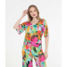 Printed Mid Sleeve Front Twist Top