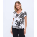 CAP SLEEVE PRINTED TOP WITH LAYERED HEM
