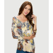 Printed Asymmetrical ¾ Sleeve Top
