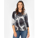Tie-Dye Basic 3/4 Sleeve Top with Side Slits