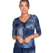 Ultra-Soft Tie Dye Cinched Tie 3/4 Sleeve Top