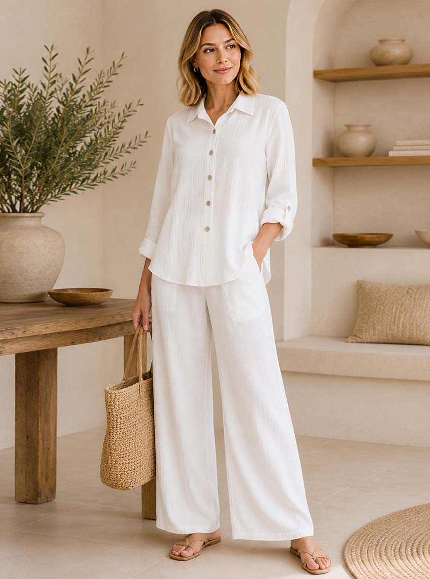  Woven Straight Leg Pant W/ Drawstring