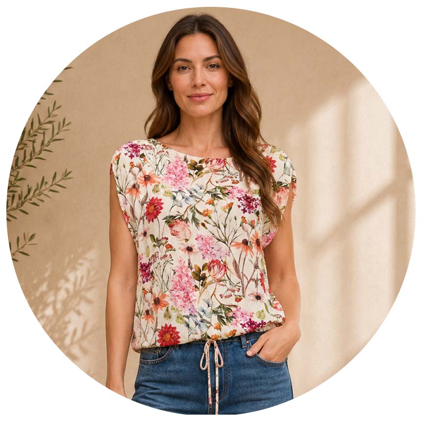 Sleeveless Ruched Shoulder Crepon Top With Drawstring Hem
