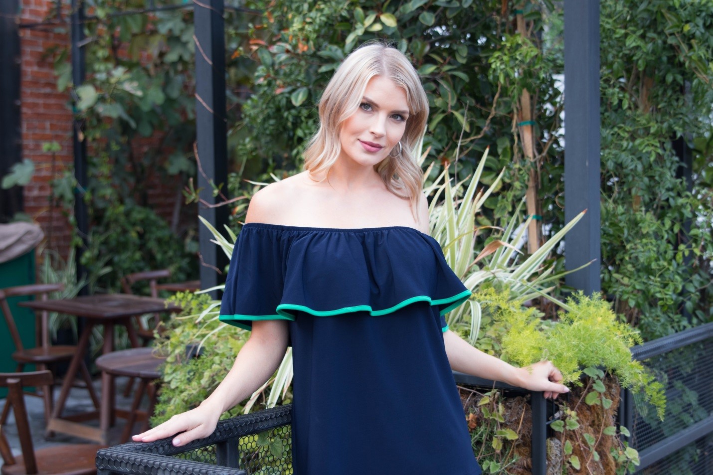 MS1377: Off Shoulder Top With Contrasting Trim  by Last Tango